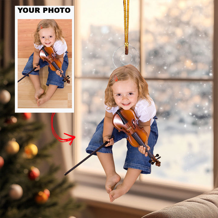 Tiny Violinist - Personalized Photo Mica Ornament - Christmas Gift For Baby, Family Members