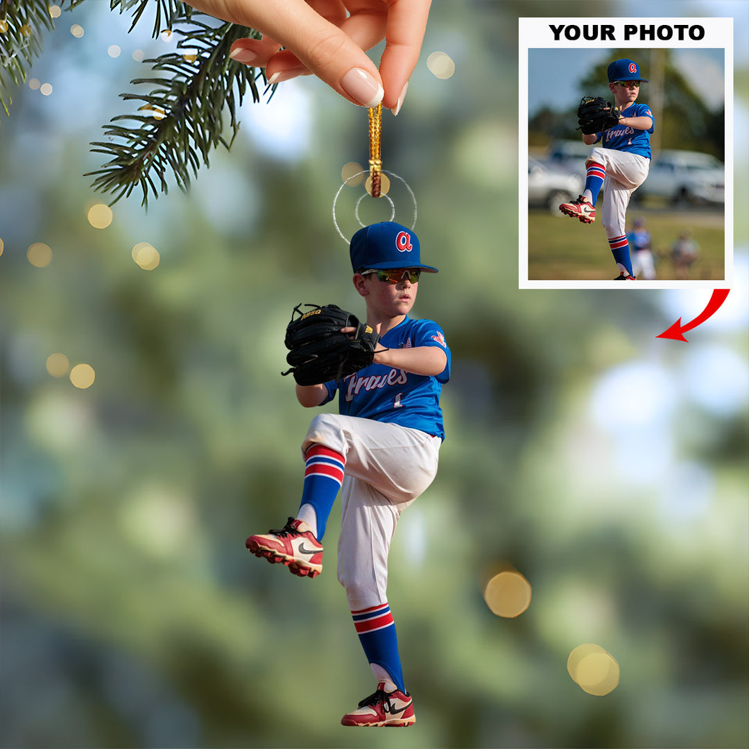 Little Stars Play - Personalized Photo Mica Ornament - Christmas Gift For Children, Sport Young Players
