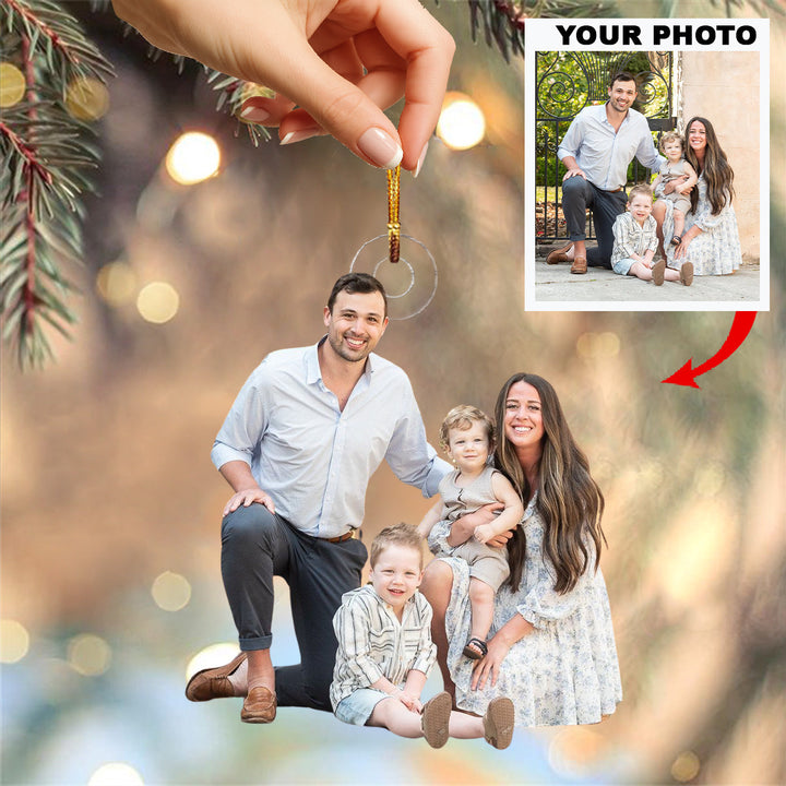 Adored Home Of Smiles - Personalized Photo Mica Ornament - Christmas Gift For Family Members