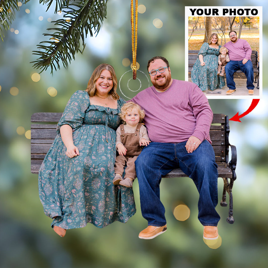 Cherished Family - Personalized Photo Mica Ornament - Christmas Gift For Family Members