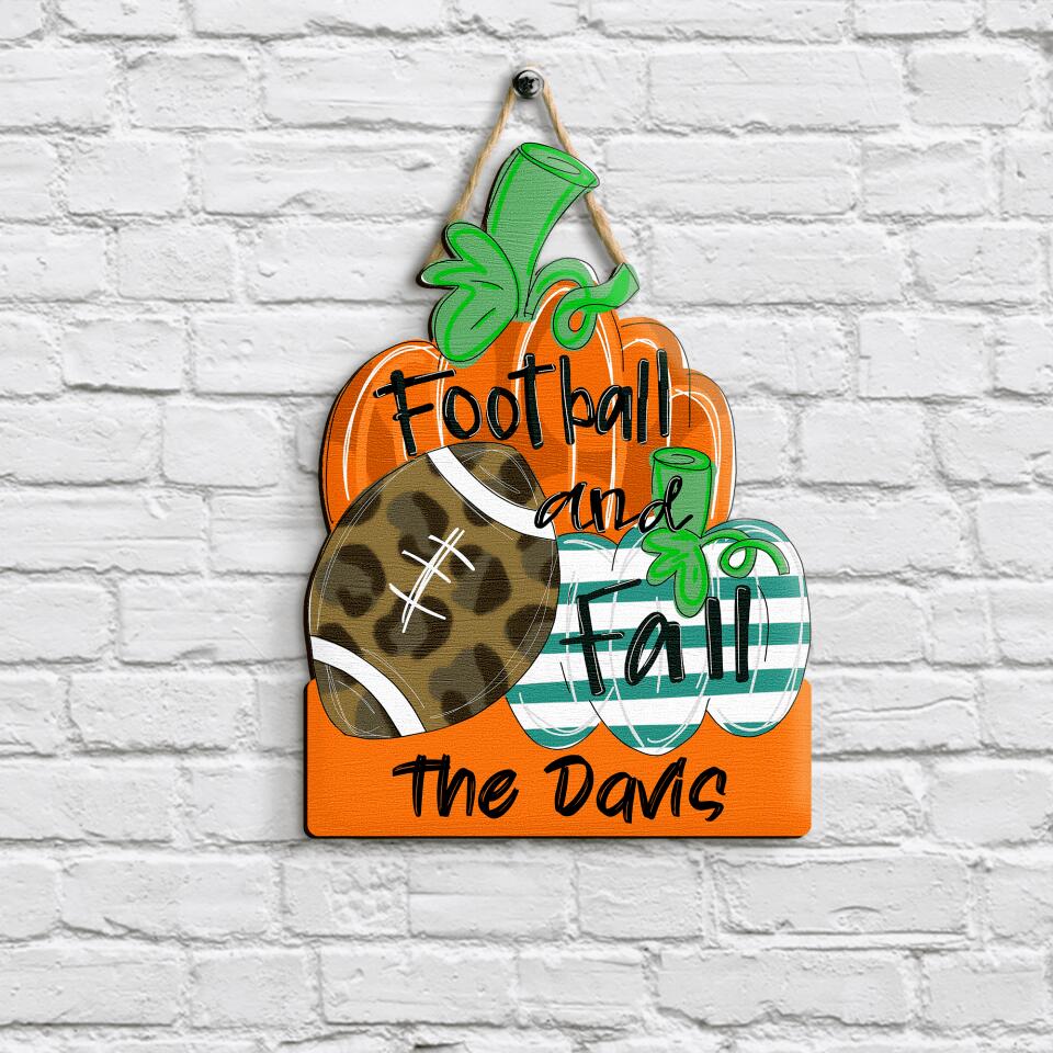 Personalized Door Sign - Gift For Football Lover - Football And Fall