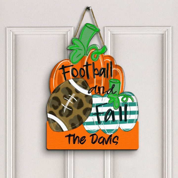 Personalized Door Sign - Gift For Football Lover - Football And Fall
