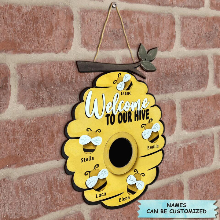 Personalized Door Sign - Gift For Family - Welcome To Our Hive