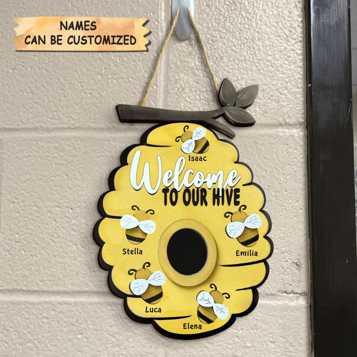 Personalized Door Sign - Gift For Family - Welcome To Our Hive