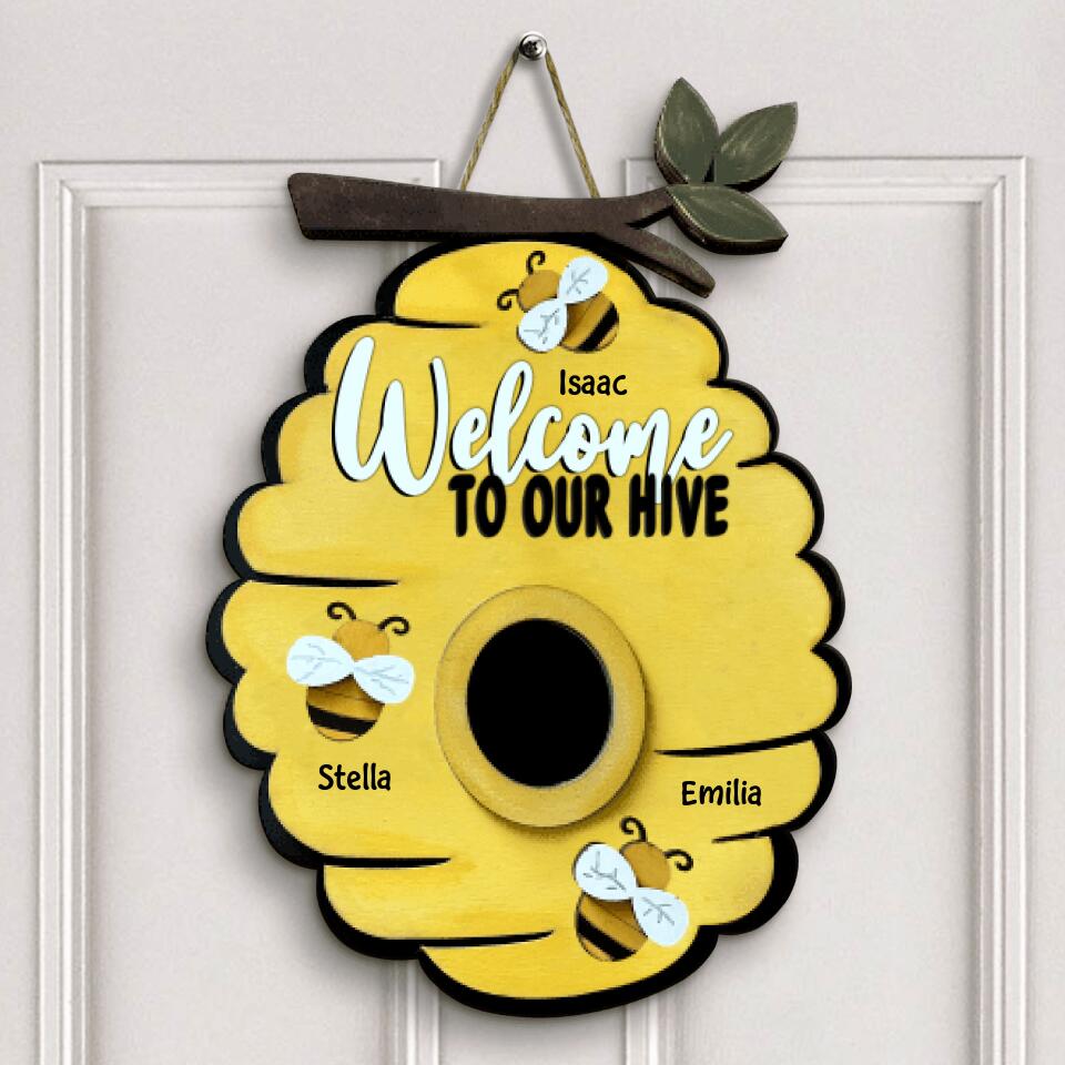 Personalized Door Sign - Gift For Family - Welcome To Our Hive