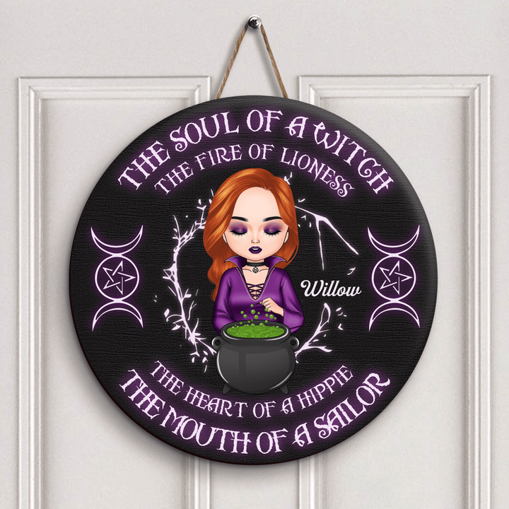 Personalized Door Sign - Gift For Wiccan - The Soul Of A Witch