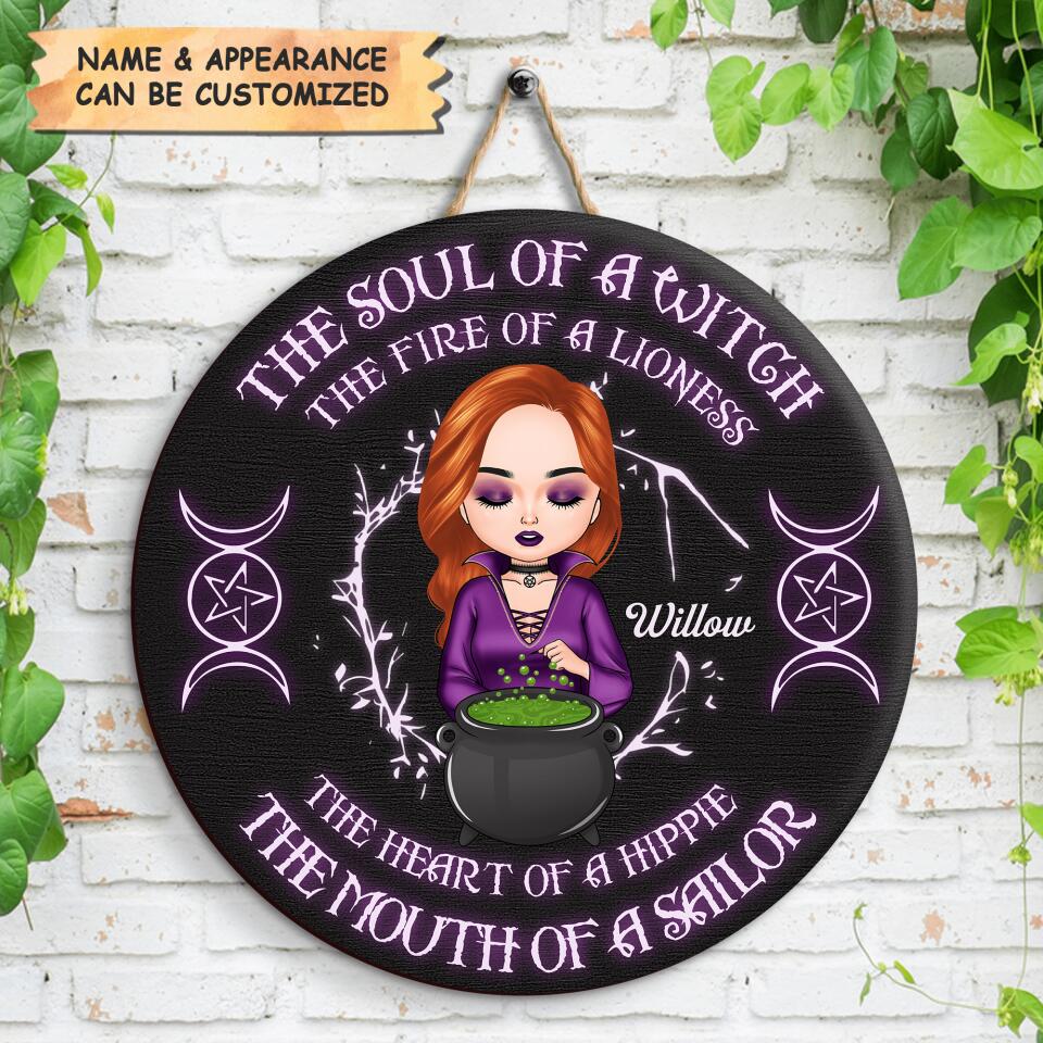 Personalized Door Sign - Gift For Wiccan - The Soul Of A Witch