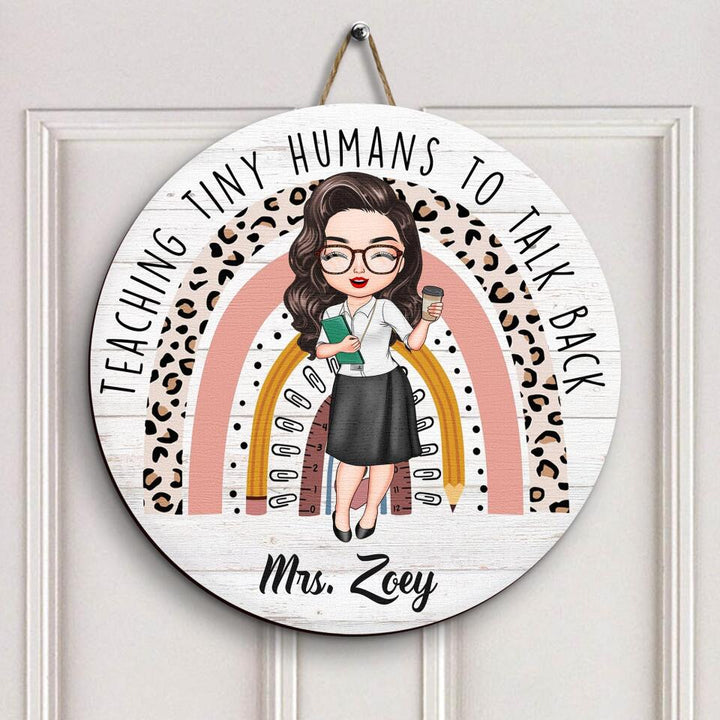 Personalized Door Sign - Gift For Speech Language Therapist - Teaching Tiny Humans