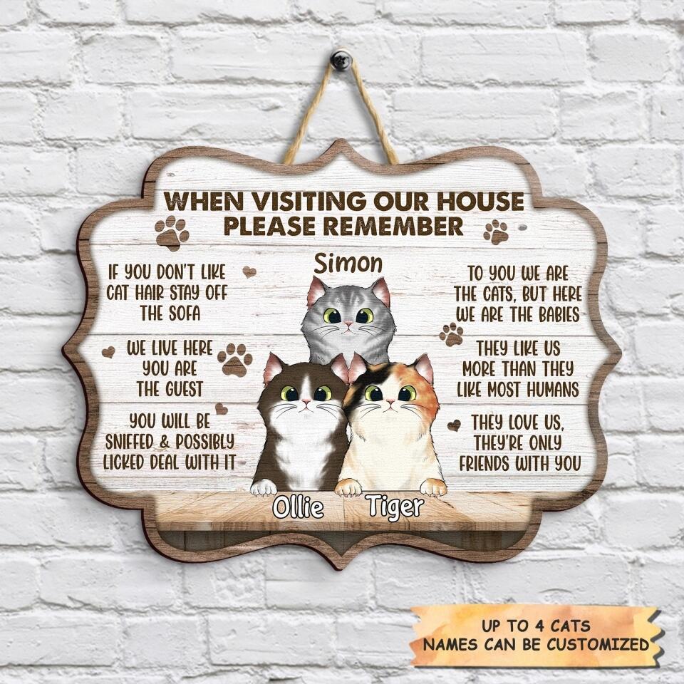 Personalized Door Sign - Gift For Cat Lover - Welcome To My House