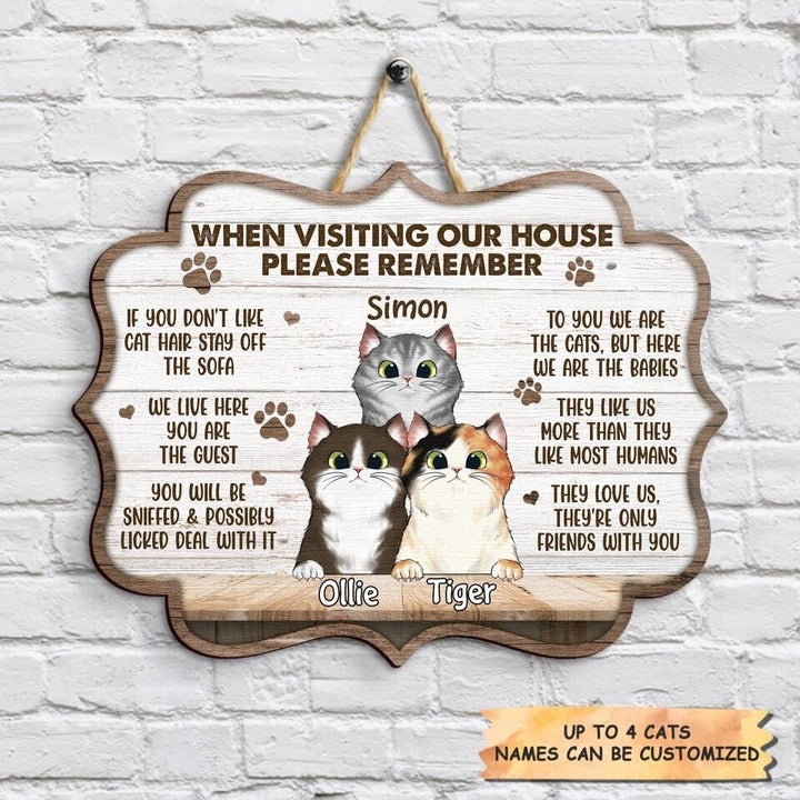 Personalized Door Sign - Gift For Cat Lover - Welcome To My House