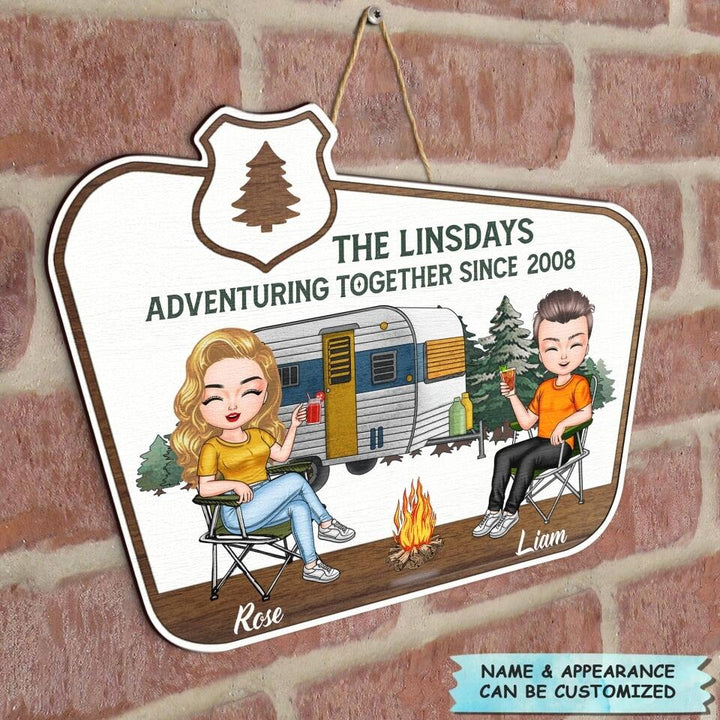 Personalized Door Sign - Gift For Camping Lover - Adventuring Together