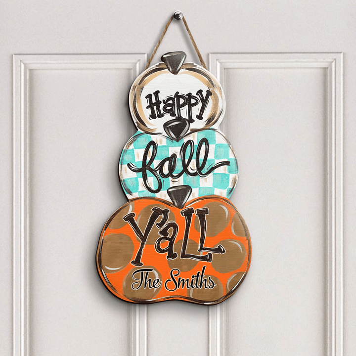 Personalized Door Sign - Gift For Family - Happy Fall