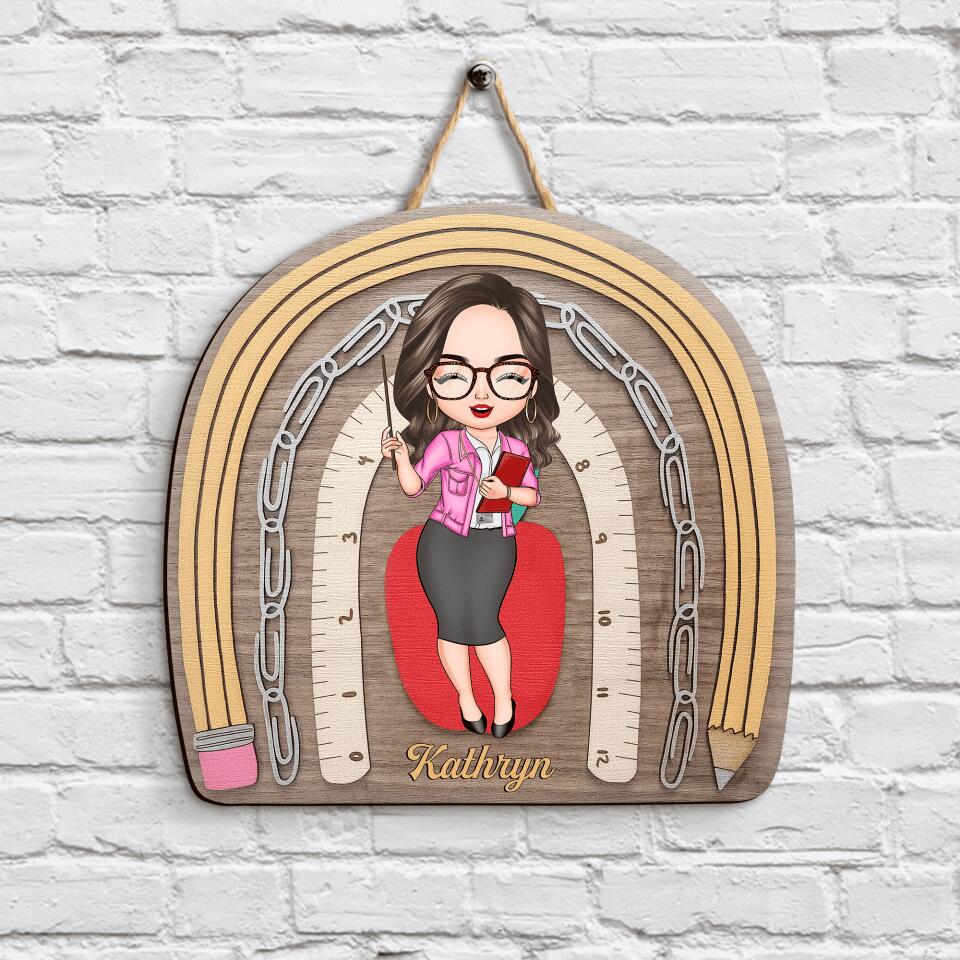 Personalized Door Sign - Gift For Teacher - Love Teaching