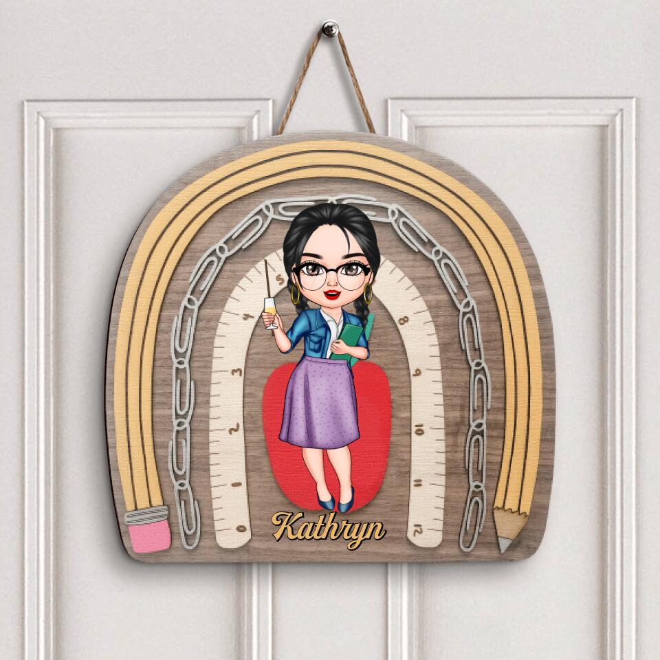 Personalized Door Sign - Gift For Teacher - Love Teaching