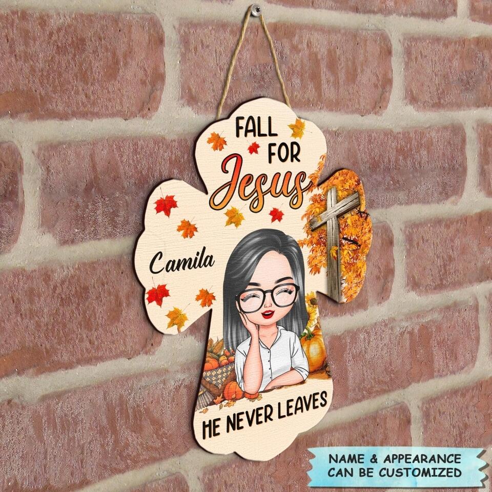 Personalized Door Sign - Gift For Family Member - Fall For Jesus