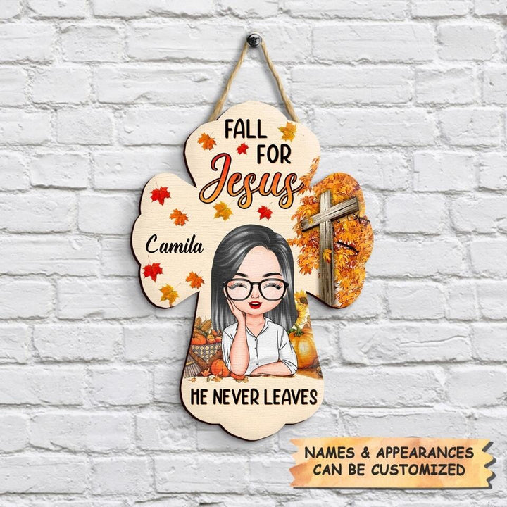 Personalized Door Sign - Gift For Family Member - Fall For Jesus