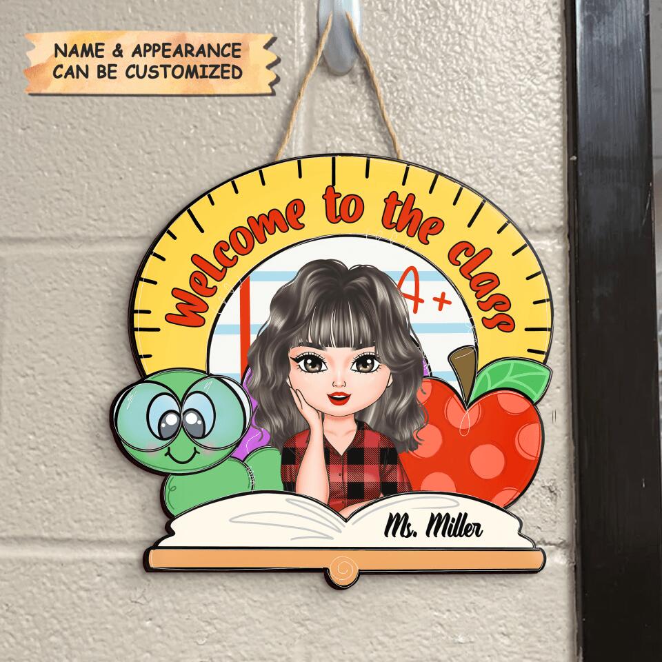 Personalized Door Sign - Gift For Teacher - Welcome To The Class Red Apple