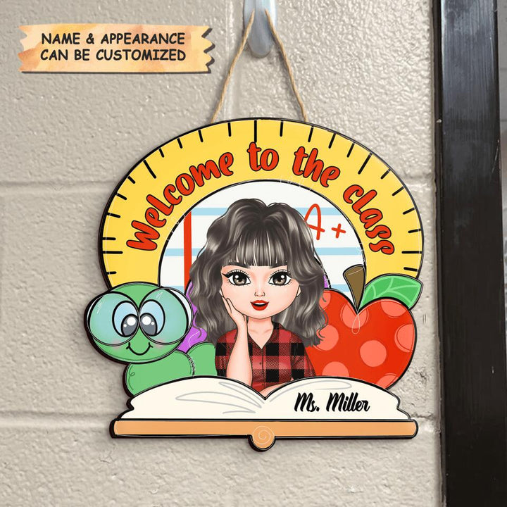 Personalized Door Sign - Gift For Teacher - Welcome To The Class Red Apple