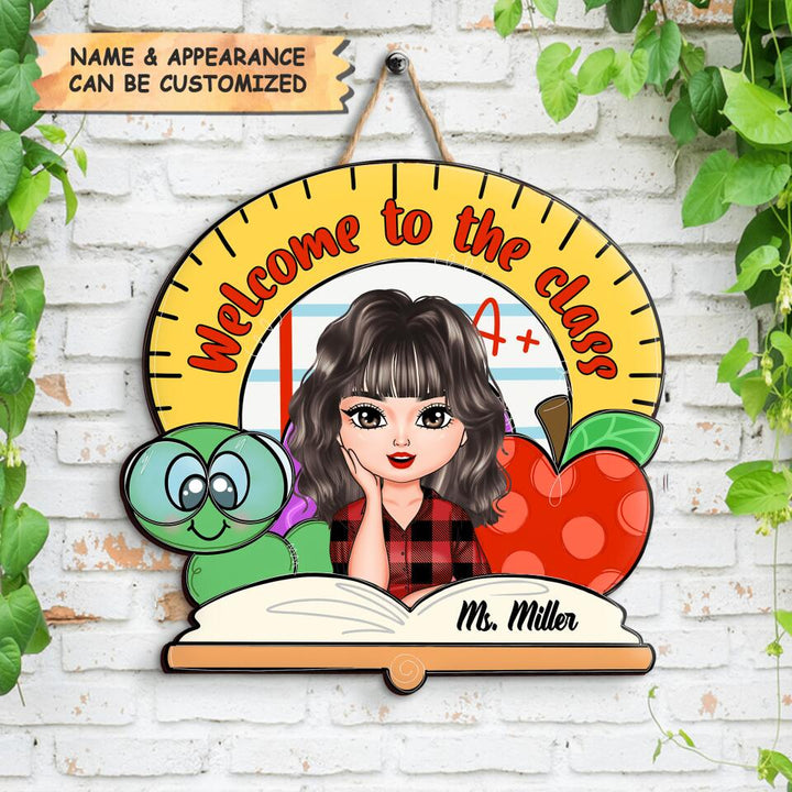 Personalized Door Sign - Gift For Teacher - Welcome To The Class Red Apple