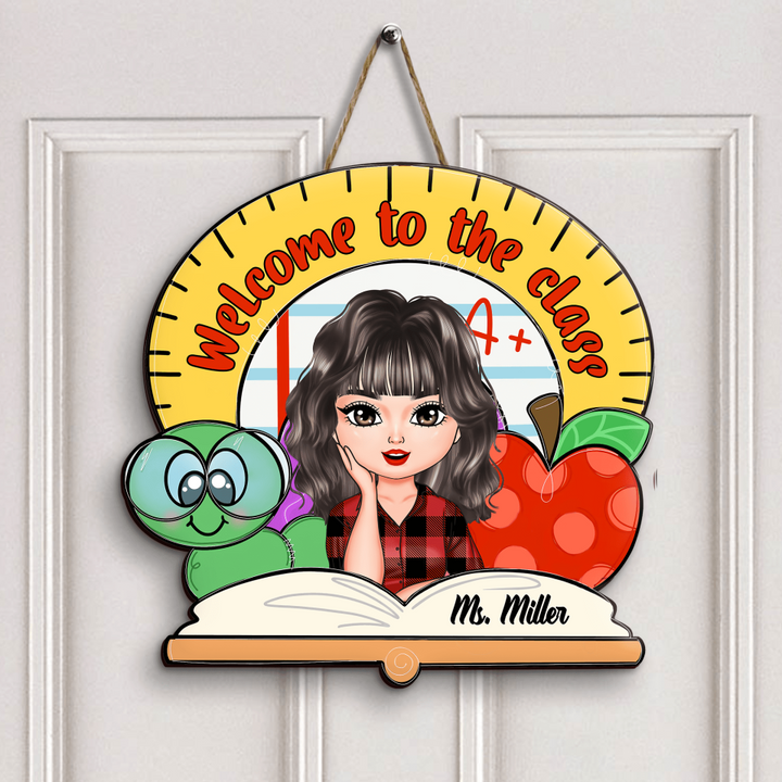 Personalized Door Sign - Gift For Teacher - Welcome To The Class Red Apple