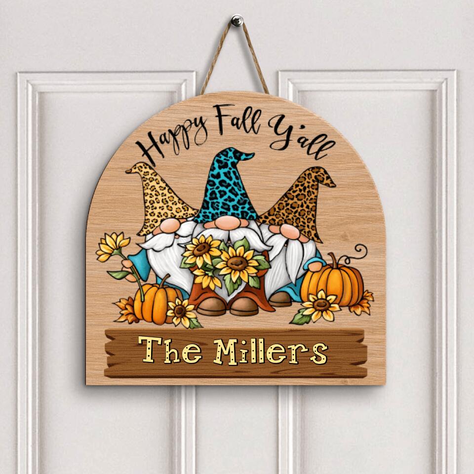 Personalized Door Sign - Gift For Family - Happy Fall Y'all