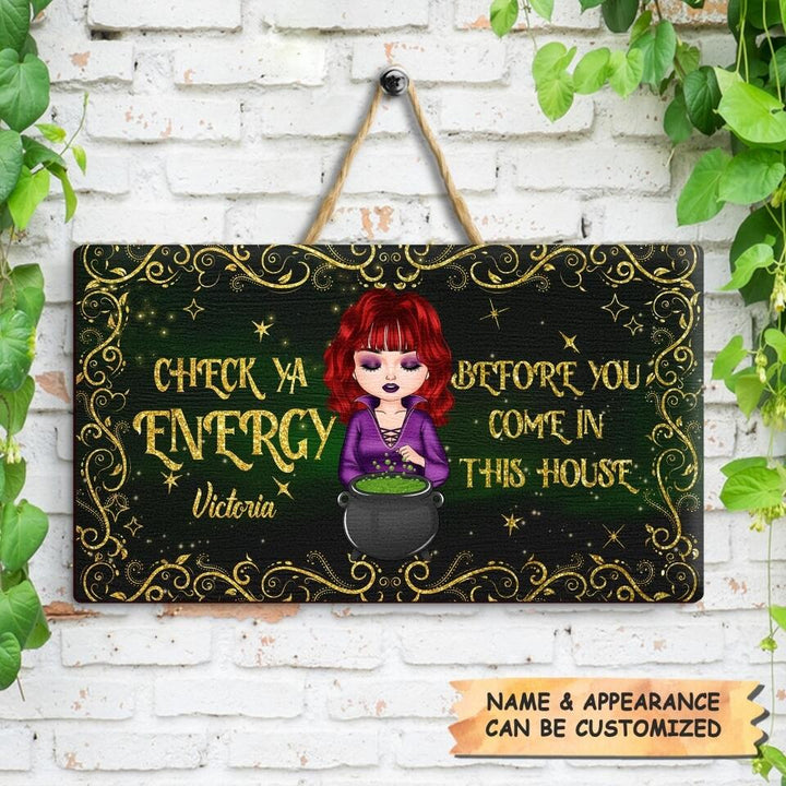 Personalized Door Sign - Gift For Wiccan - Check Ya Energy