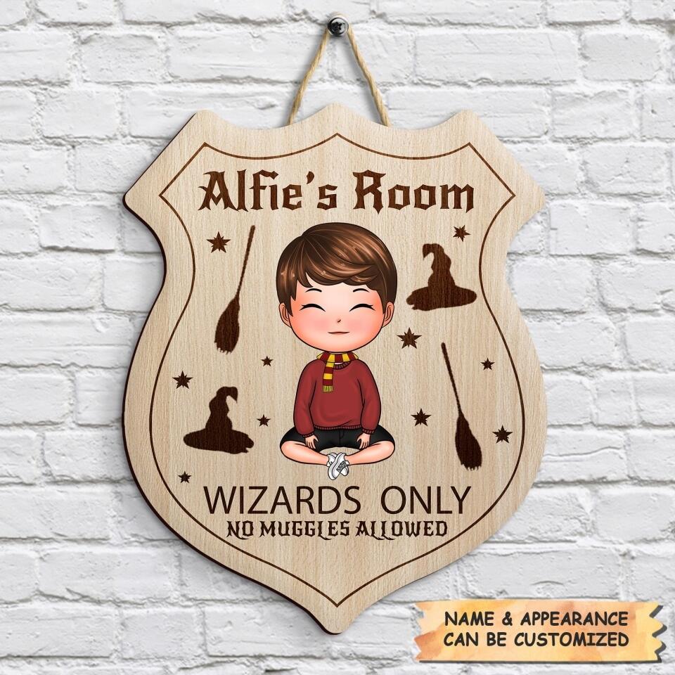 Personalized Door Sign - Gift For Family Member - Wizards Only No Muggles Allowed
