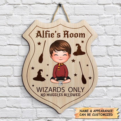 Personalized Door Sign - Gift For Family Member - Wizards Only No Muggles Allowed