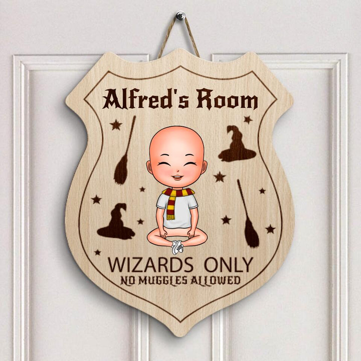 Personalized Door Sign - Gift For Family Member - Wizards Only No Muggles Allowed