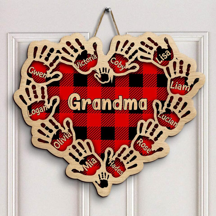 Personalized Door Sign - Gift For Grandma - Grandma's Heart