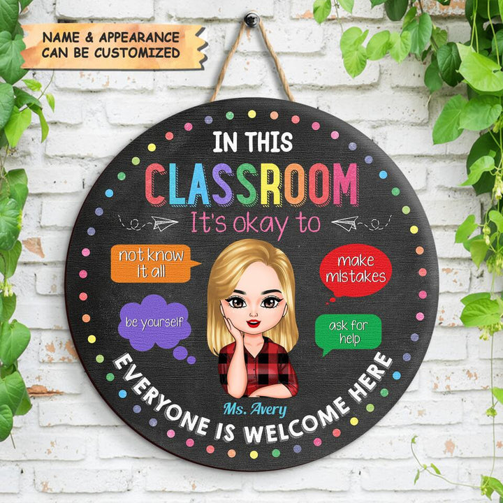 Personalized Door Sign - Gift For Teacher - In This Classroom