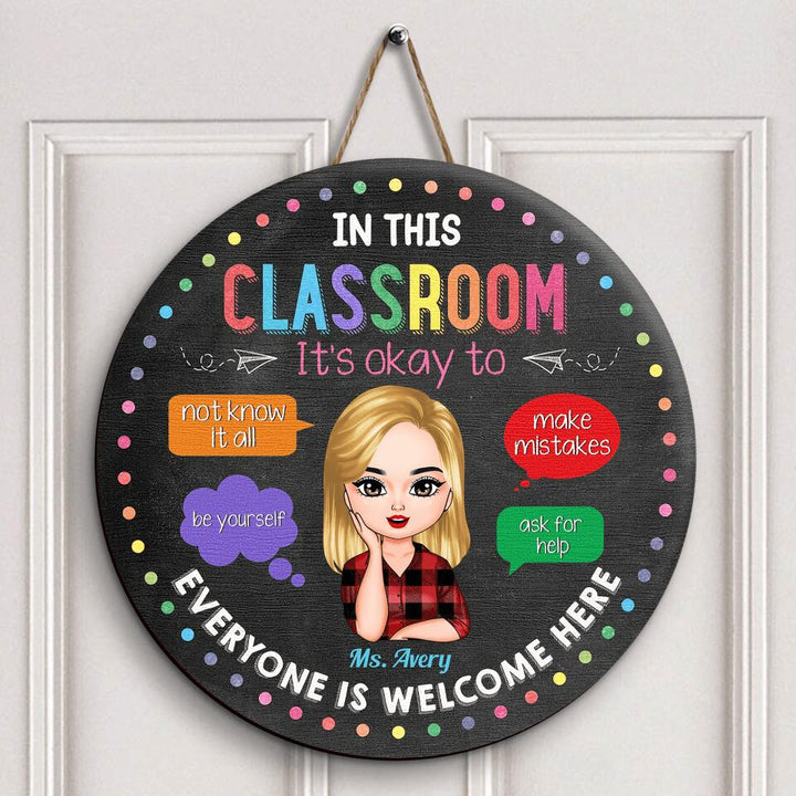 Personalized Door Sign - Gift For Teacher - In This Classroom