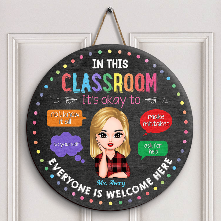 Personalized Door Sign - Gift For Teacher - In This Classroom