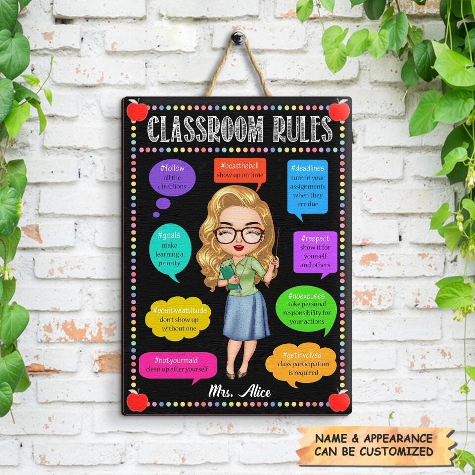 Personalized Door Sign - Gift For Teacher - Classroom Rules