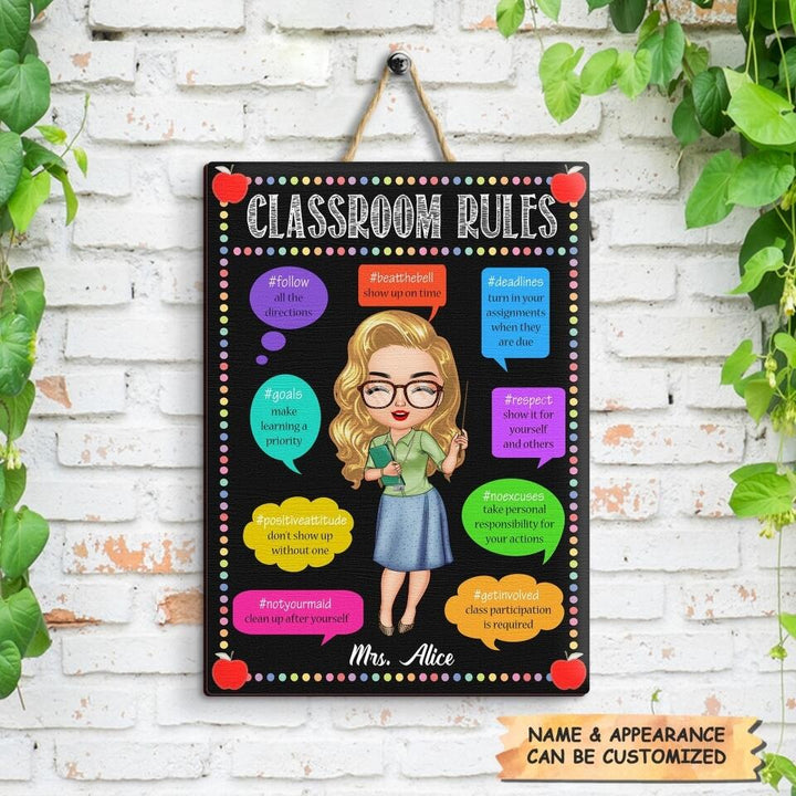 Personalized Door Sign - Gift For Teacher - Classroom Rules