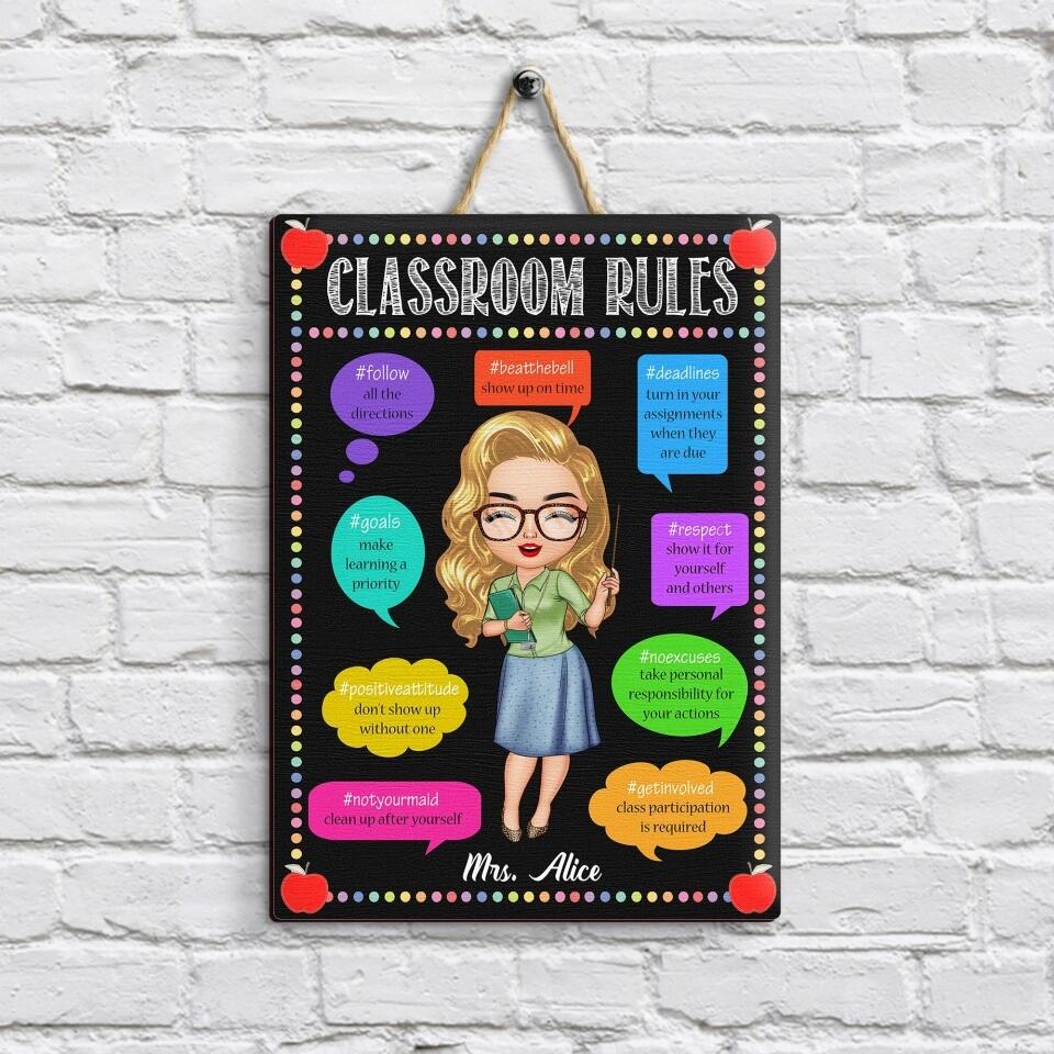 Personalized Door Sign - Gift For Teacher - Classroom Rules
