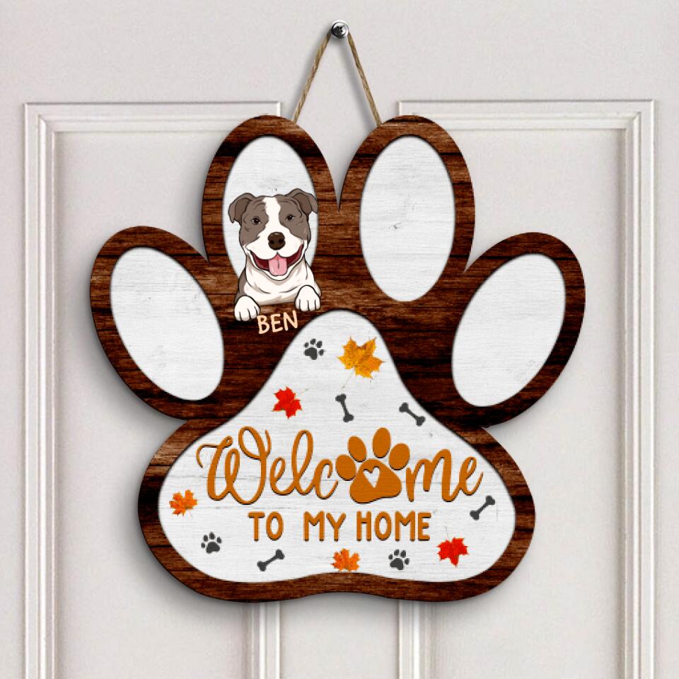 Personalized Door Sign - Gift For Dog Lover - Welcome Dog Paw