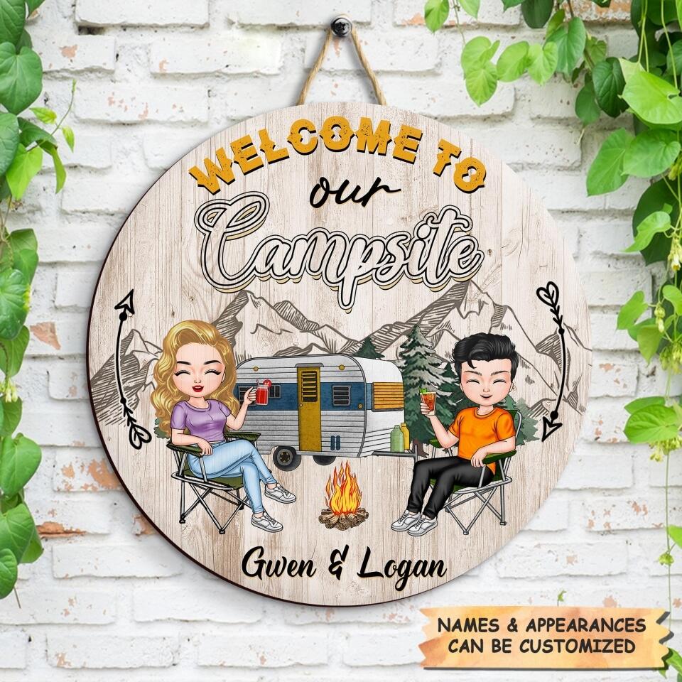 Personalized Door Sign - Gift For Camping Lover - Welcome To Our Campsite