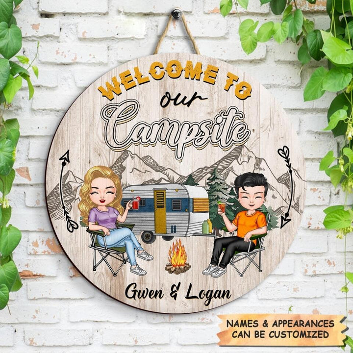 Personalized Door Sign - Gift For Camping Lover - Welcome To Our Campsite