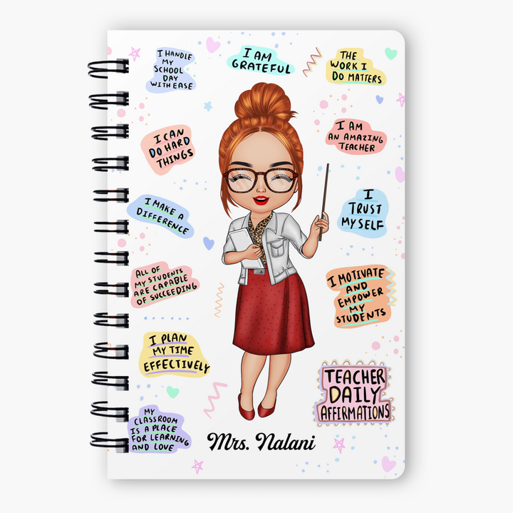 Personalized Spiral Journal - Gift For Teacher - Teacher Daily Affirmations