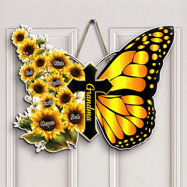 Personalized Door Sign - Gift For Grandma - Faith Over Fear