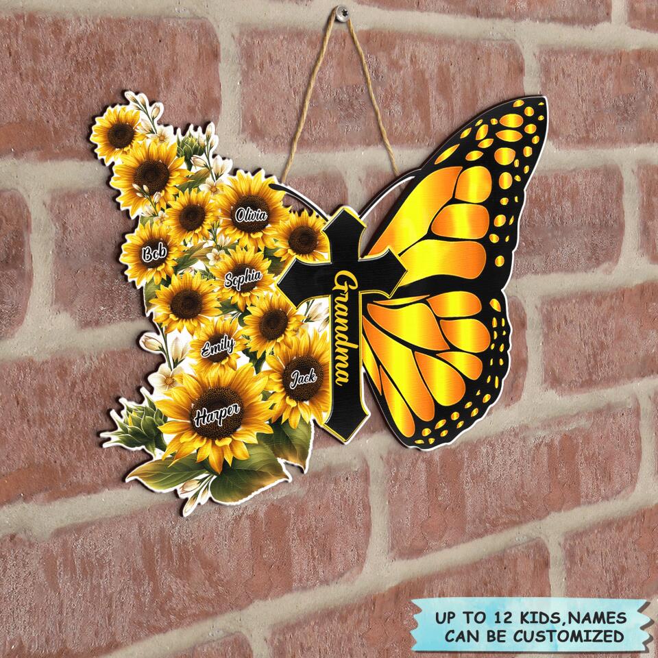 Personalized Door Sign - Gift For Grandma - Faith Over Fear