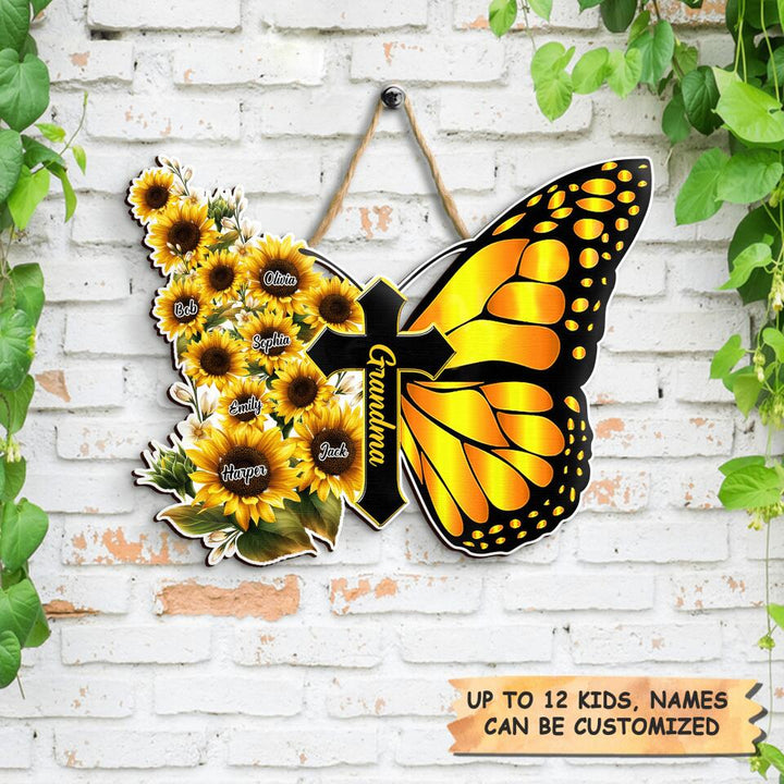 Personalized Door Sign - Gift For Grandma - Faith Over Fear