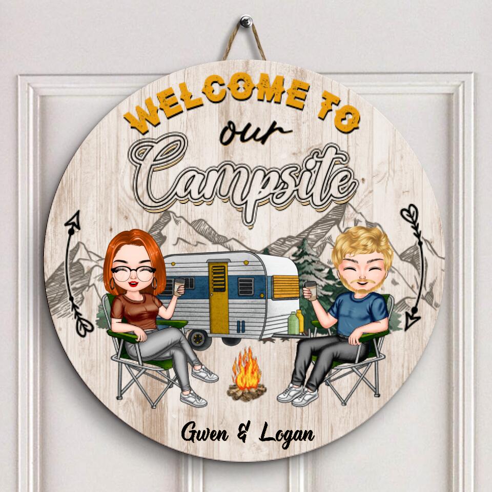 Personalized Door Sign - Gift For Camping Lover - Welcome To Our Campsite