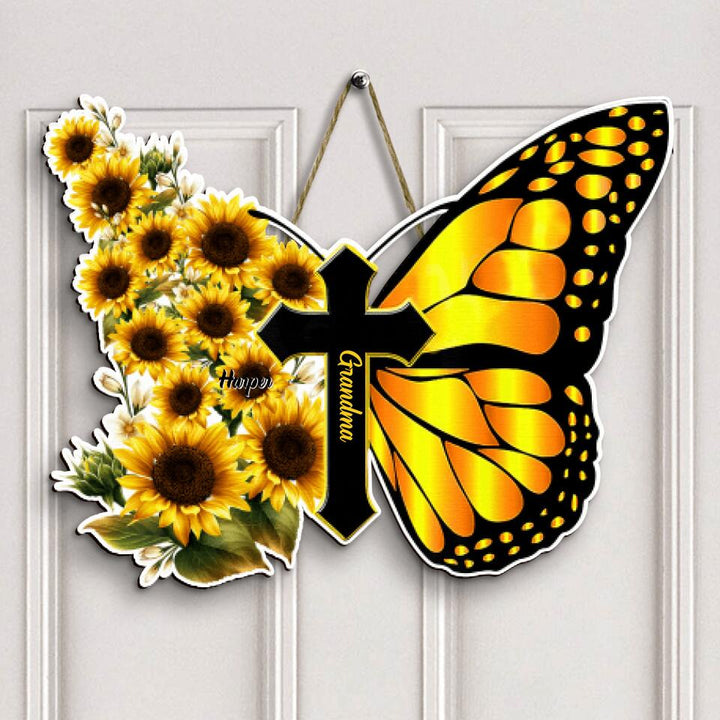 Personalized Door Sign - Gift For Grandma - Faith Over Fear