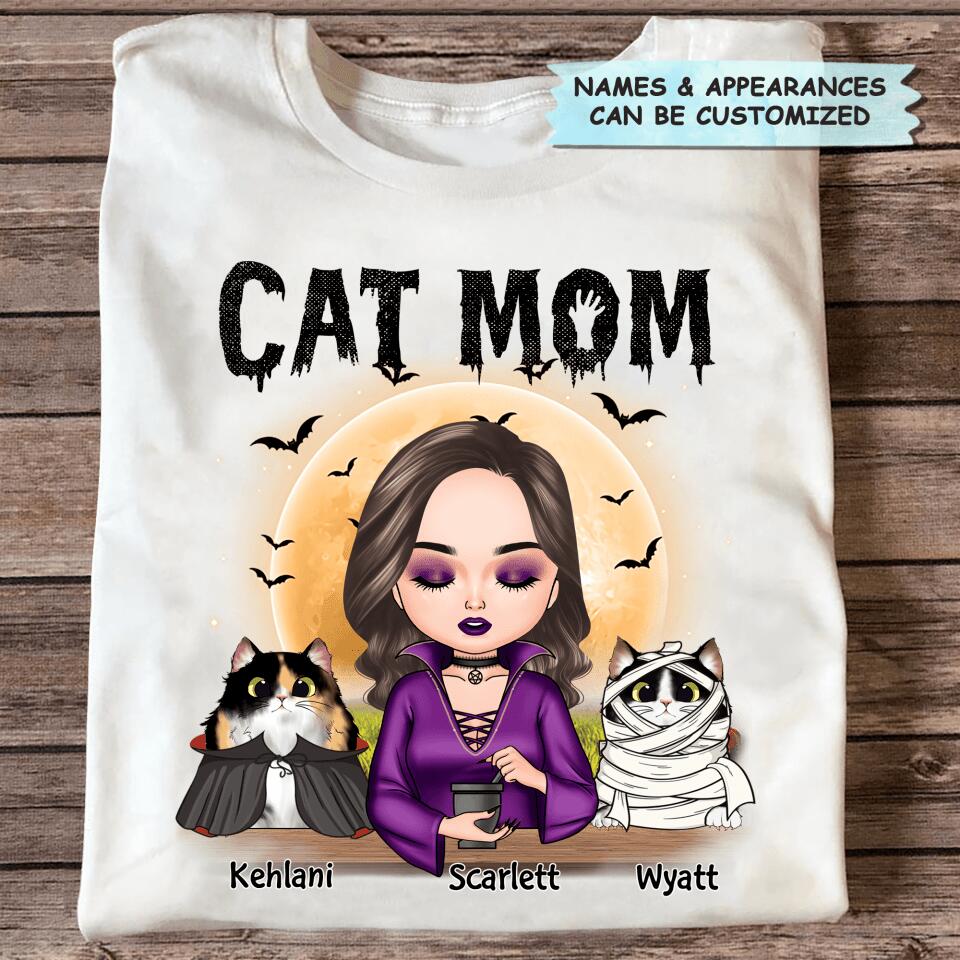 Personalized T-shirt - Gift For Cat Lover - Cat Mom Halloween