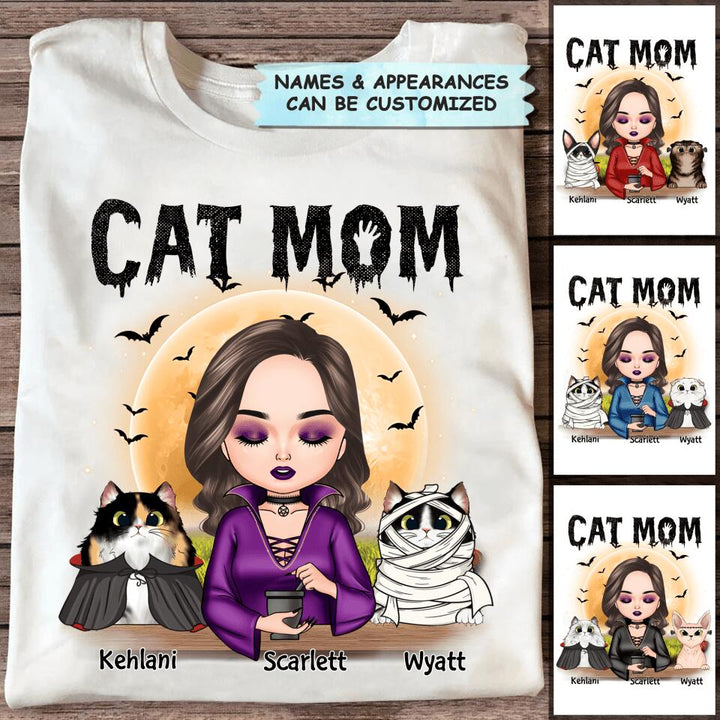 Personalized T-shirt - Gift For Cat Lover - Cat Mom Halloween
