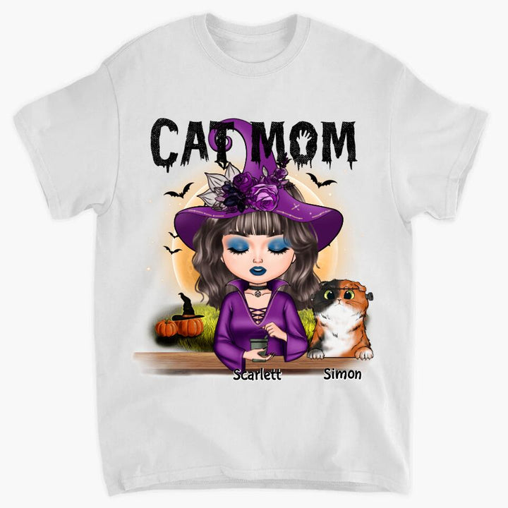 Personalized T-shirt - Gift For Cat Lover - Cat Mom Halloween
