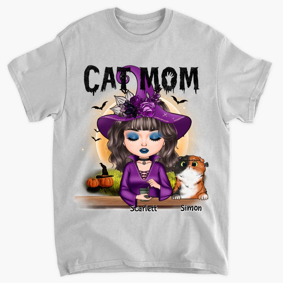 Personalized T-shirt - Gift For Cat Lover - Cat Mom Halloween