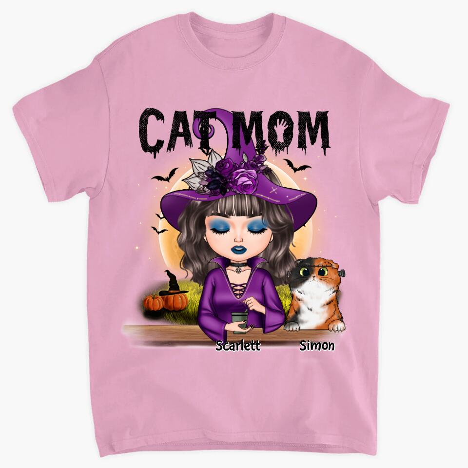 Personalized T-shirt - Gift For Cat Lover - Cat Mom Halloween